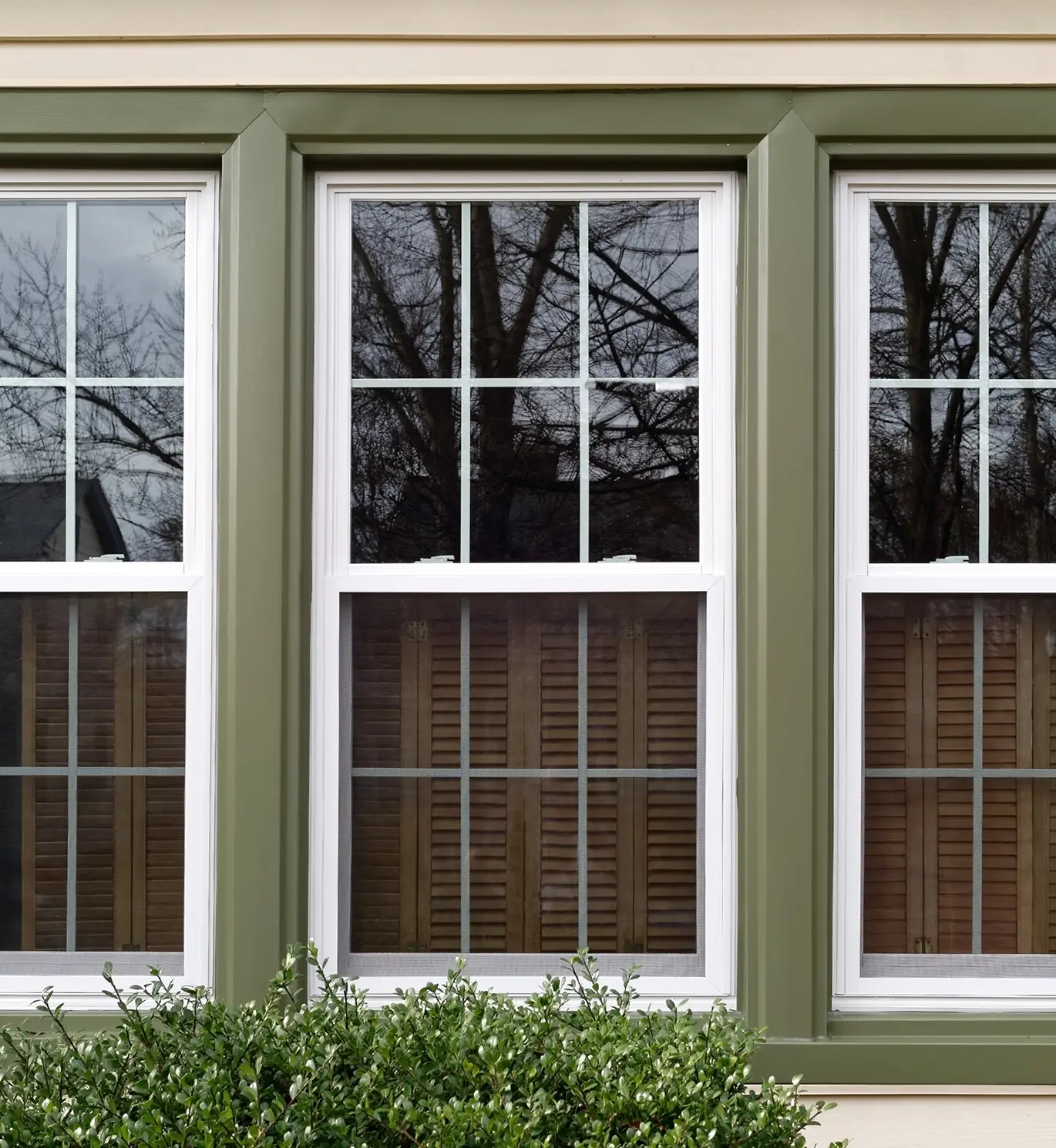 white with green trim vinyl windows in st louis mo