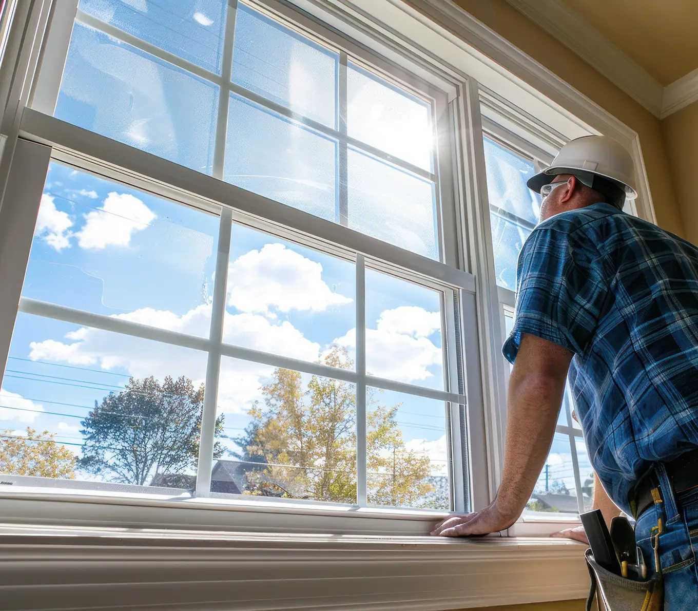 worker working on Vinyl Window Installation Process st louis mo