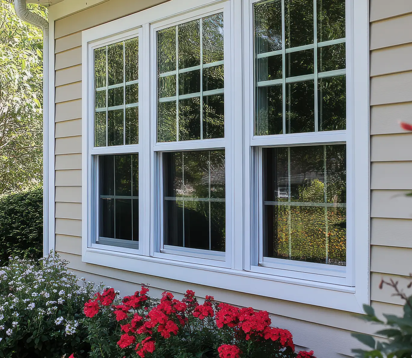 Single Hung Vinyl Windows in a House With Vinyl Siding in st louis mo