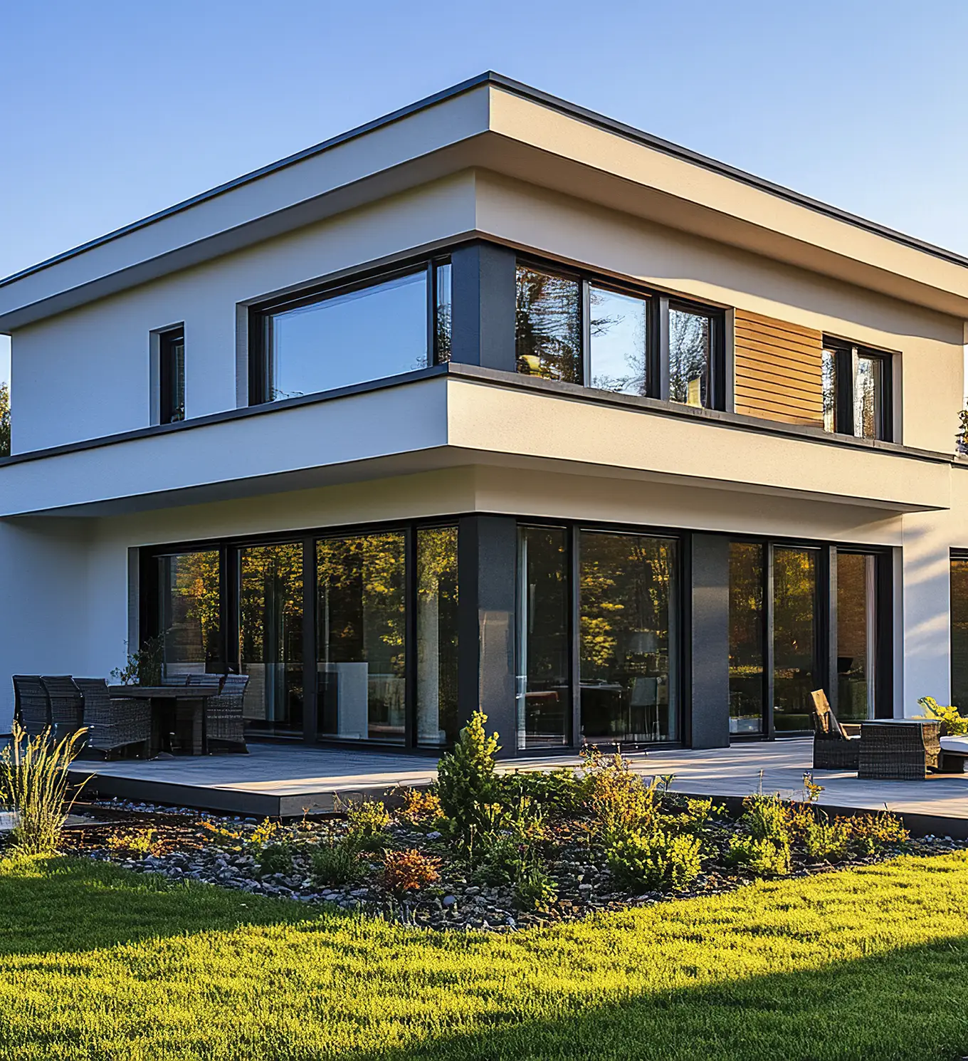 Modern detached house with flat roof and spacious terrace in st louis mo