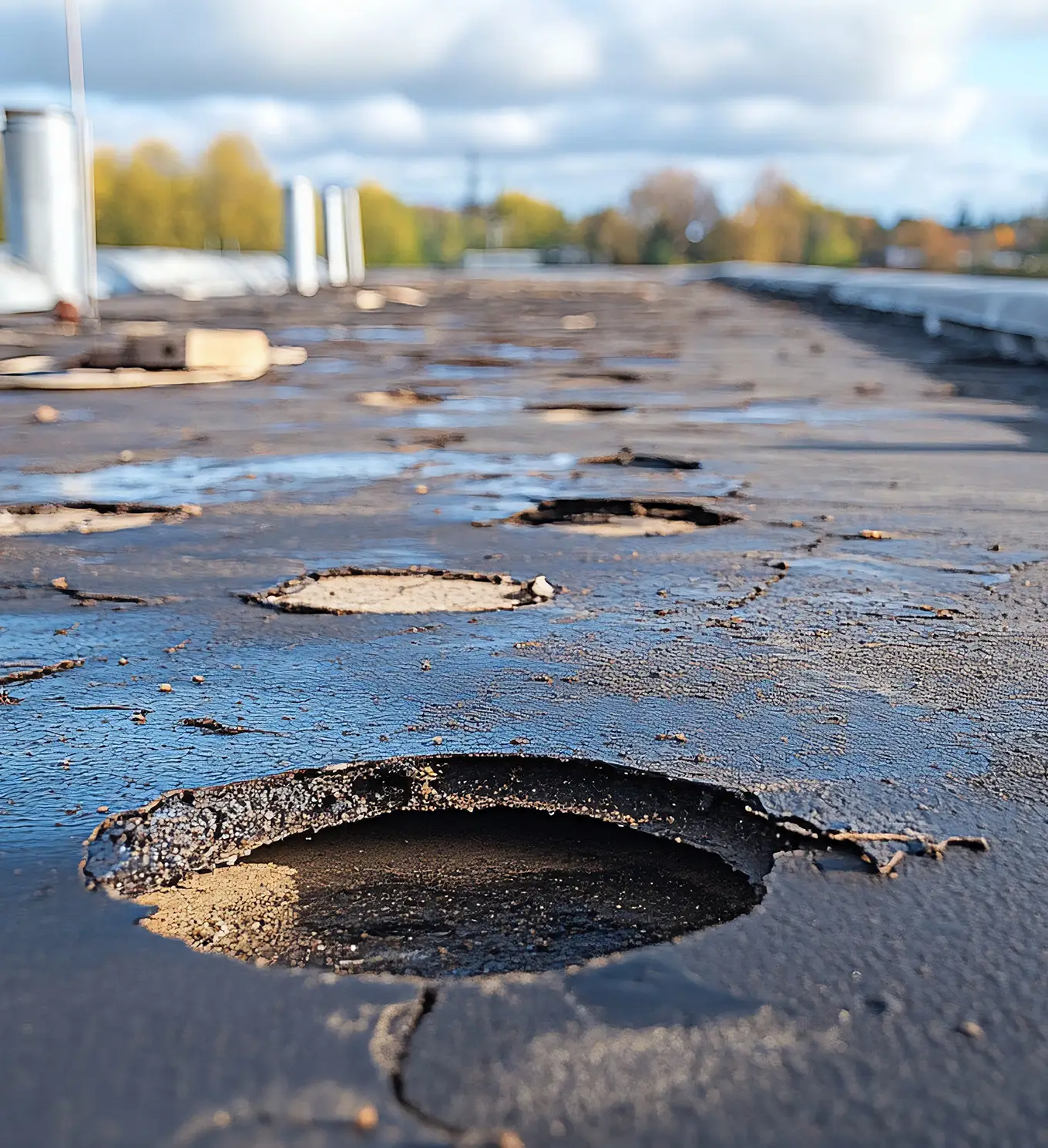 Damaged flat roof needing repair in st louis mo