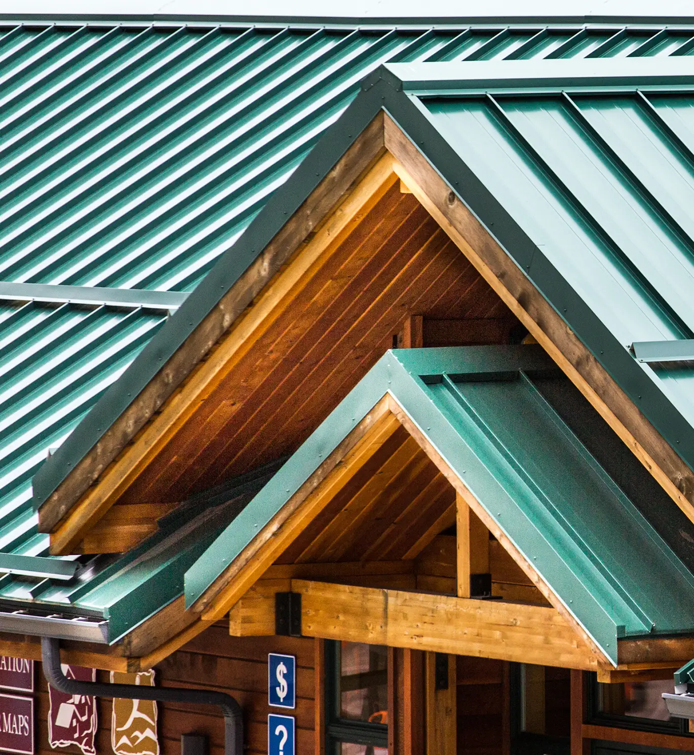 Green Metal Roof on Wood Commercial Building st louis mo
